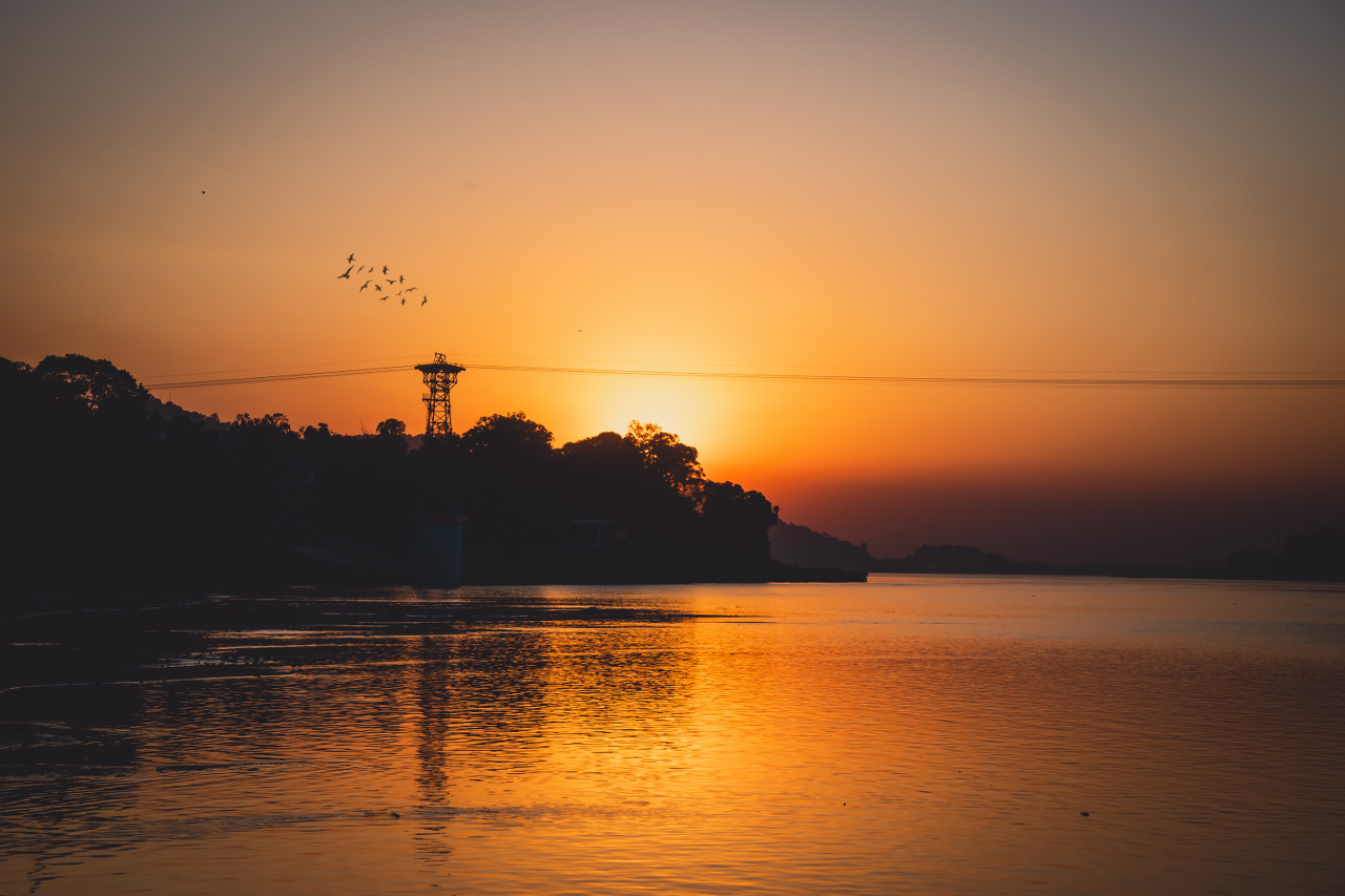 sunset-view-river-birds